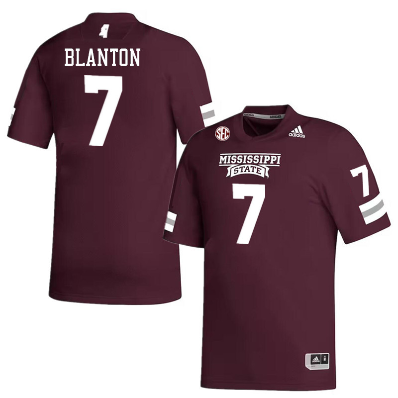 Men #7 Stone Blanton Mississippi State Bulldogs College Football Jerseys Stitched-Maroon